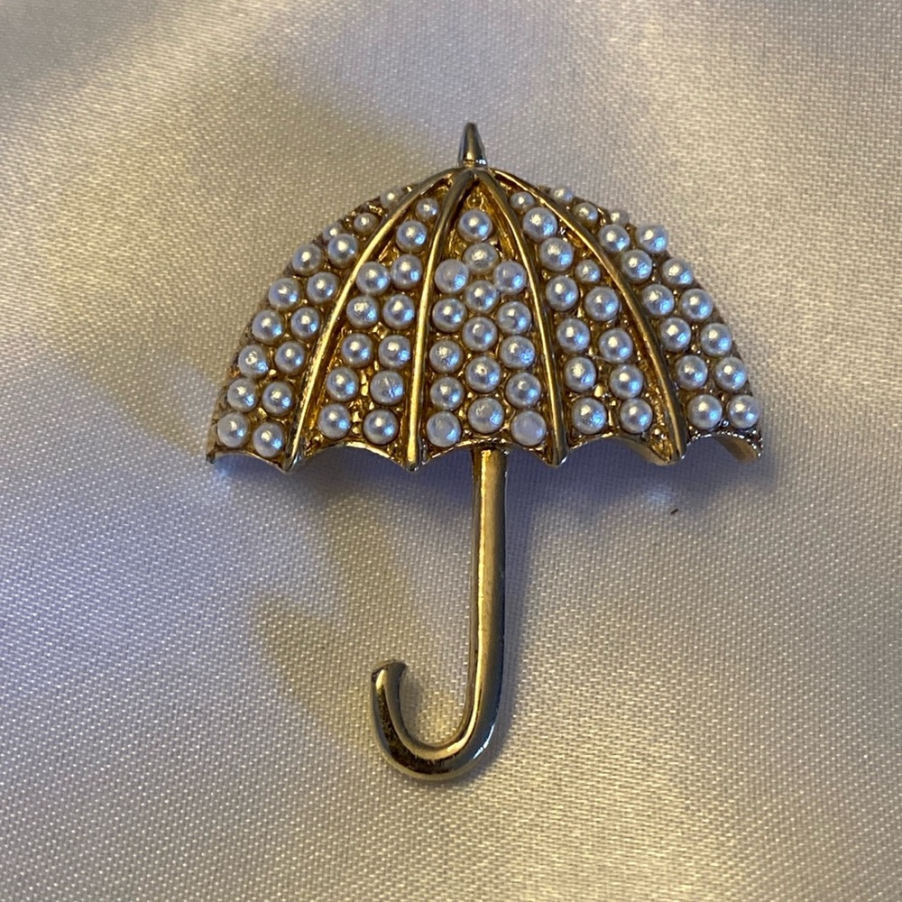 Vintage Pearly Umbrella Brooch